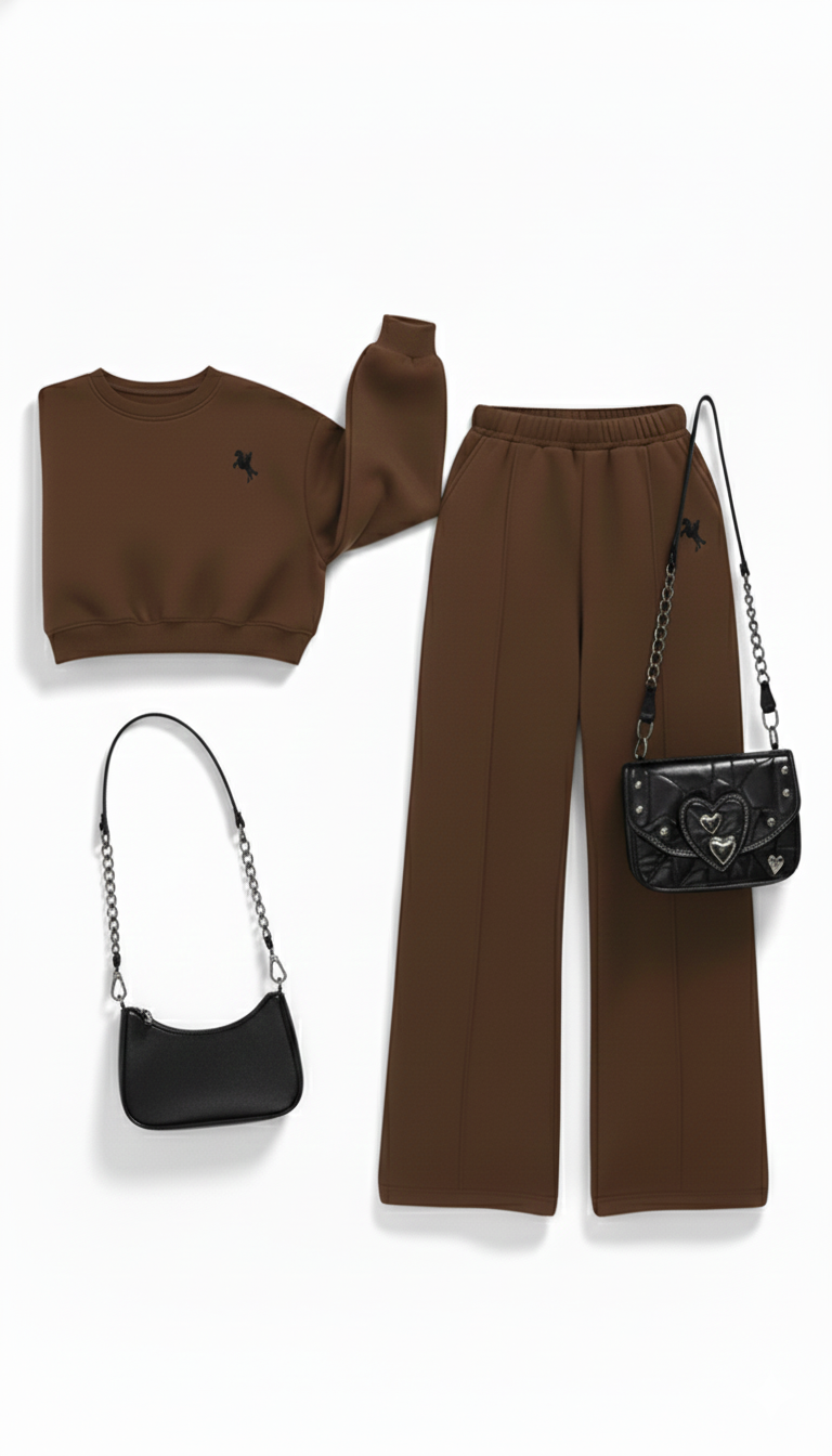 Sweatshirt & Wide-Leg Trouser – Minimal Logo Design - Image 3