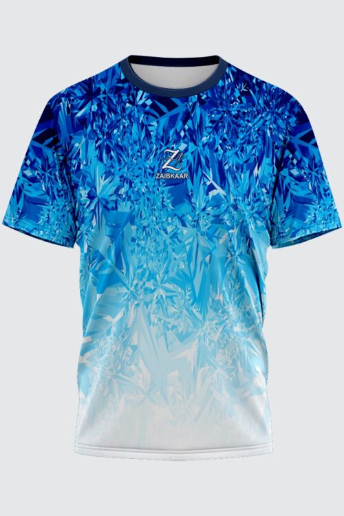 Zaibkaar “Crystal Frost” Sublimated Athletic Performance T-Shirt – Blue Gradient
