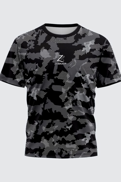 Zaibkaar “Phantom Matrix” Urban T-Shirt – Grey & Black Digital Camo