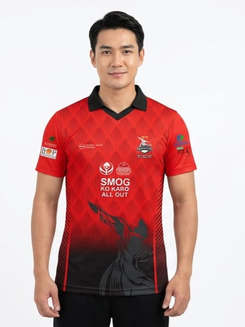 Zaibkaar "Lahore Qalandars Edition" 2026 Jersey β Crimson Spark & Obsidian - Image 3